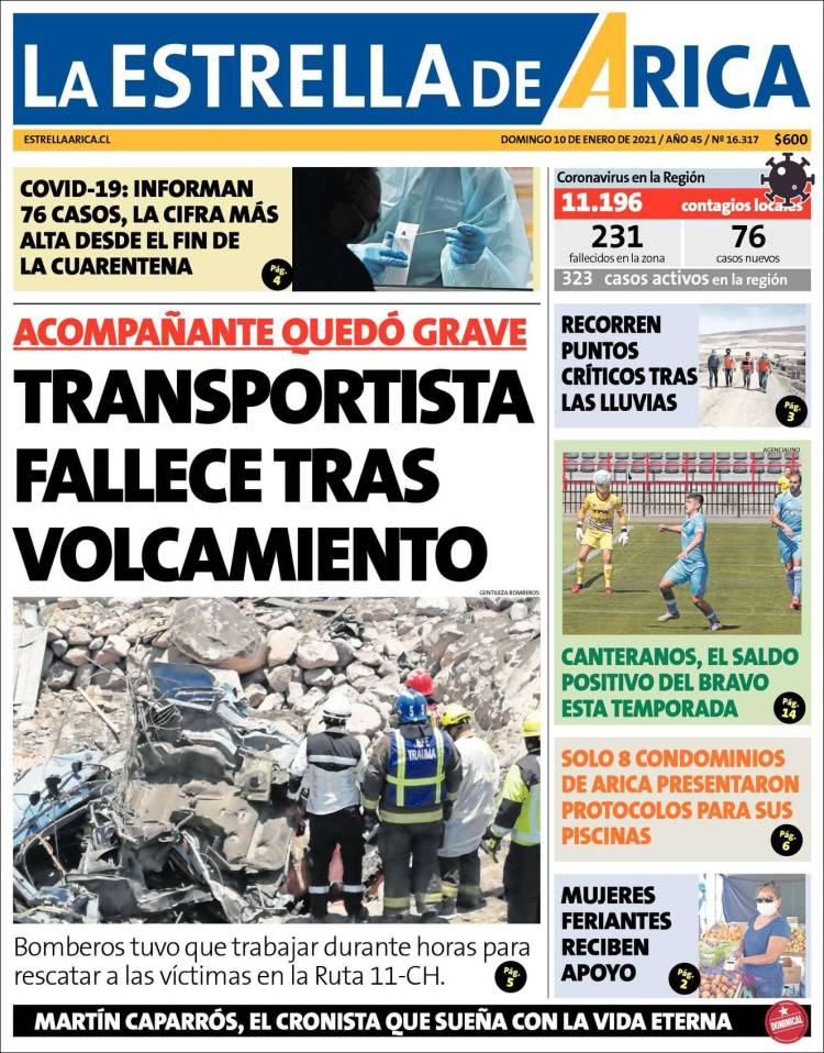 Portada de La Estrella de Arica (Chile)