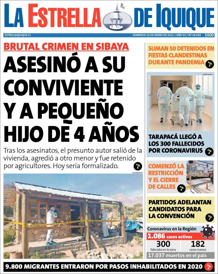 Portada de La Estrella de Iquique (Chile)