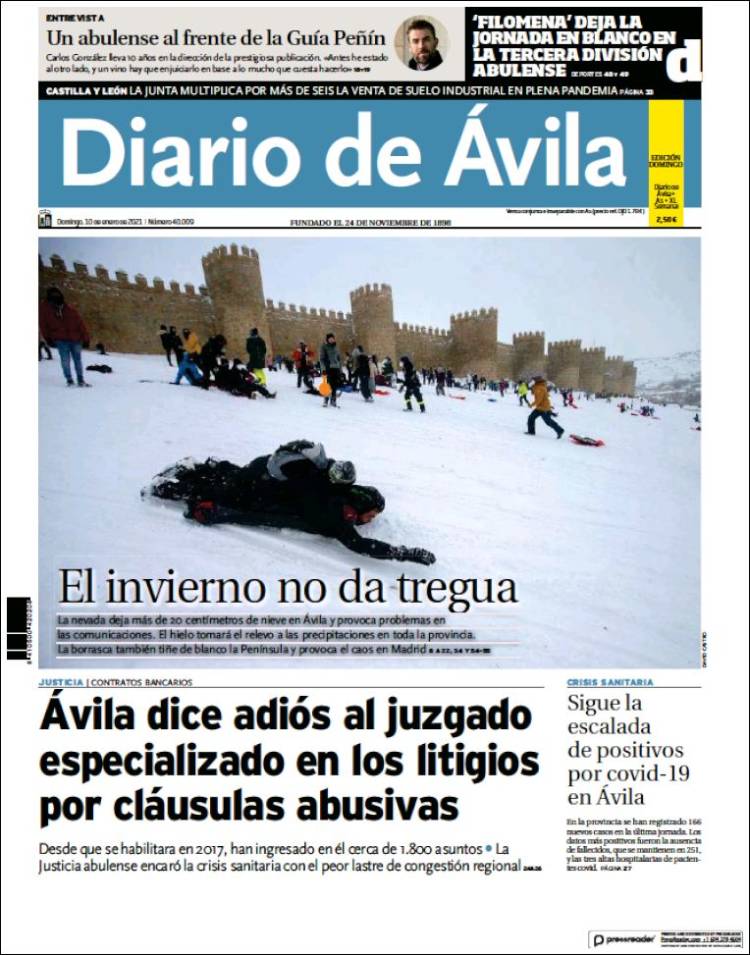 Portada de Diario de Ávila (España)