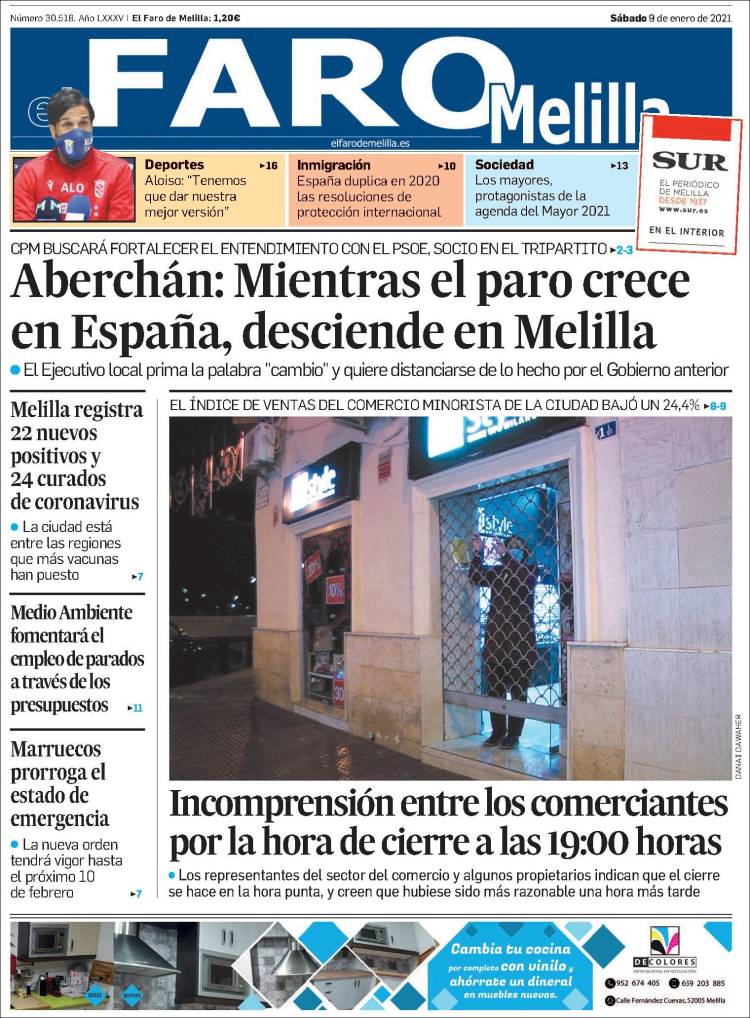 Portada de El Faro de Melilla (España)