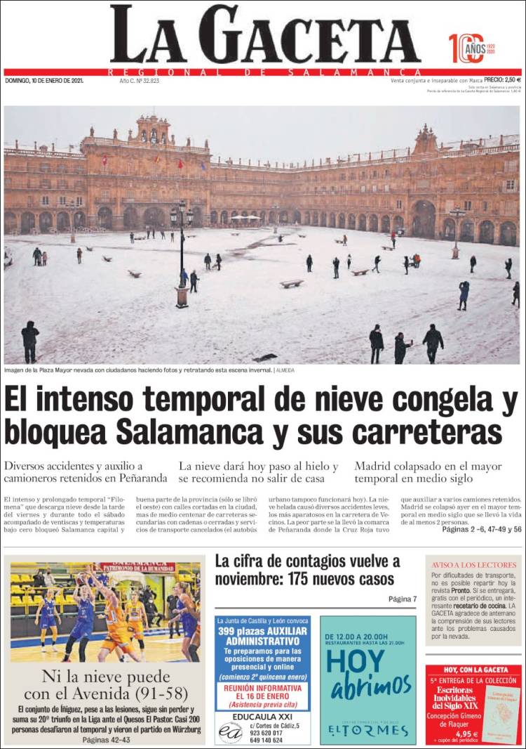 Portada de La Gaceta de Salamanca (España)