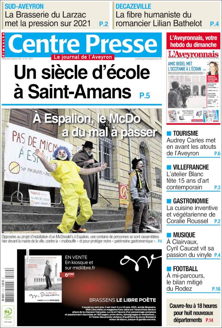 Portada de Centre Presse (Francia)