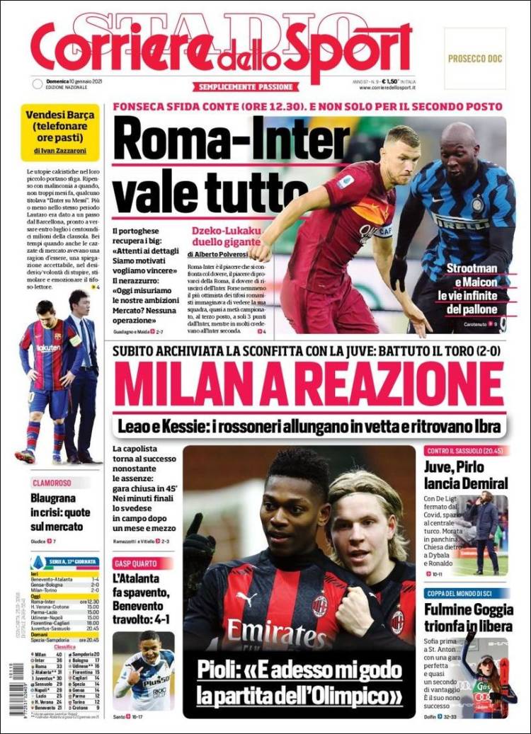 Portada de Corriere dello Sport (Italia)
