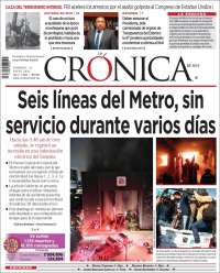 Portada de La Crónica de Hoy (México)