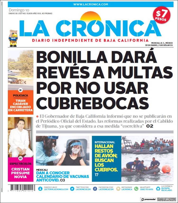 Portada de La Crónica de Baja California (México)