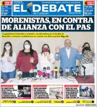 Portada de El Debate de Culiacán (México)