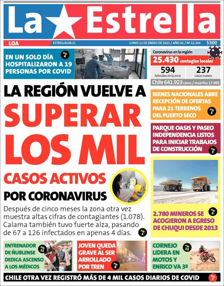 Portada de La Estrella de Loa (Chile)