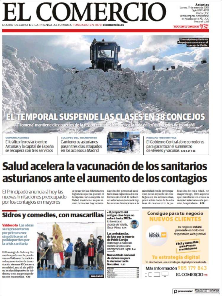 Portada de El Comercio (España)