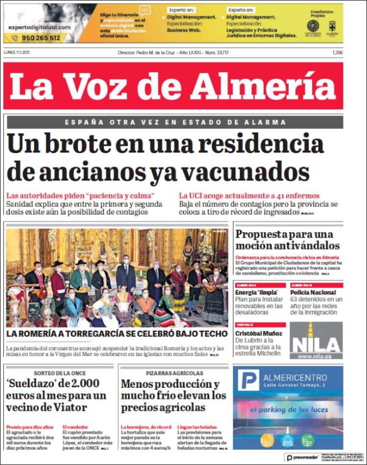 Portada de La Voz de Almería (España)