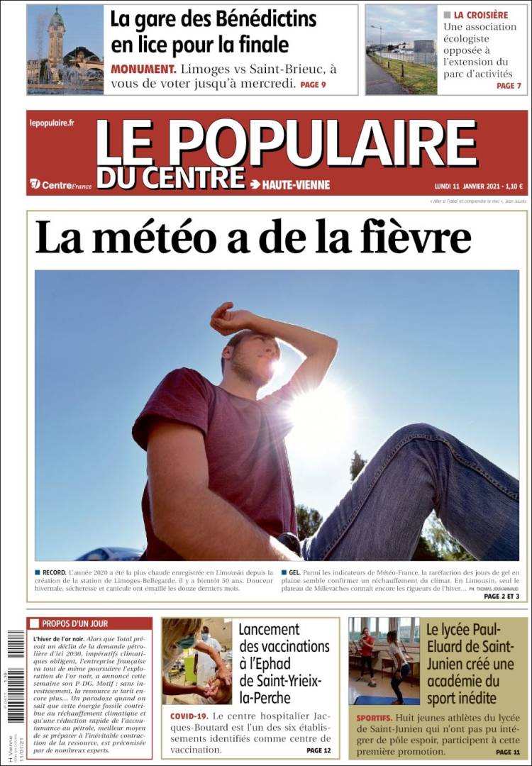 Portada de Le Populaire du Centre (Francia)