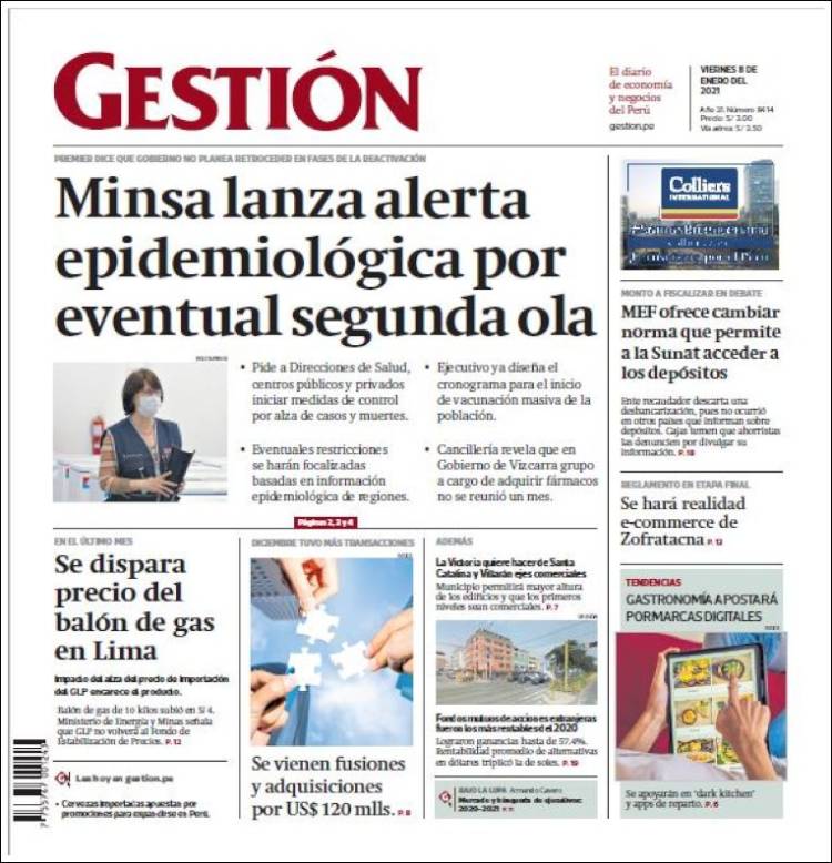 Portada de Diario Gestión (Perú)