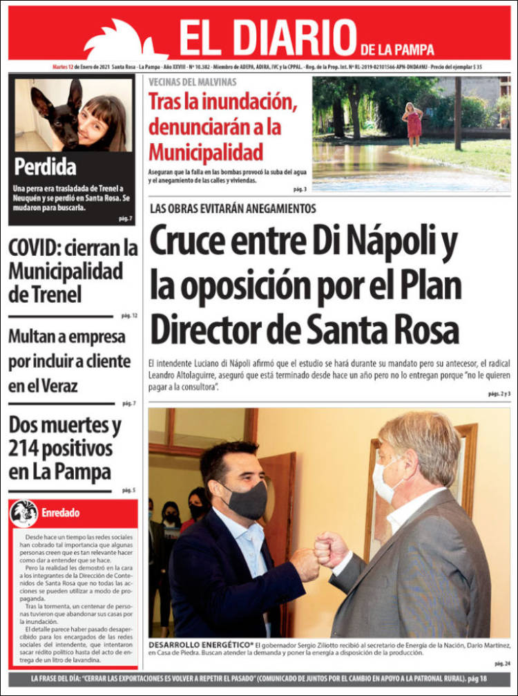 Portada de Diario de La Pampa (Argentina)