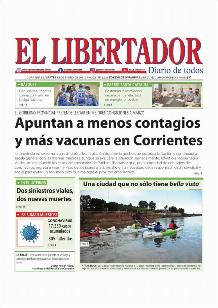 Portada de Diario El Libertador (Argentina)
