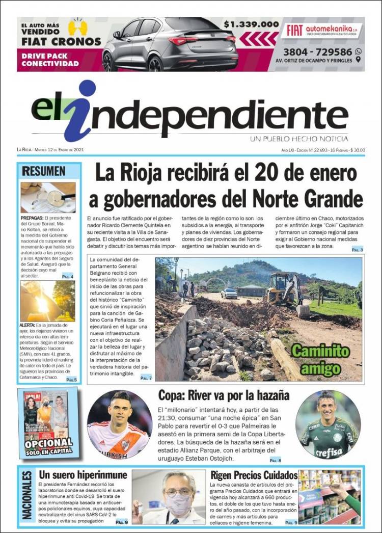 Portada de El Independiente (Argentina)