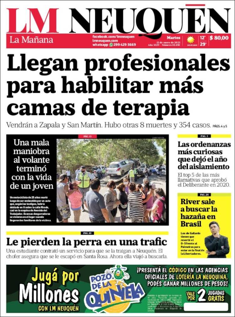 Portada de La Mañanade Neuquén (Argentina)