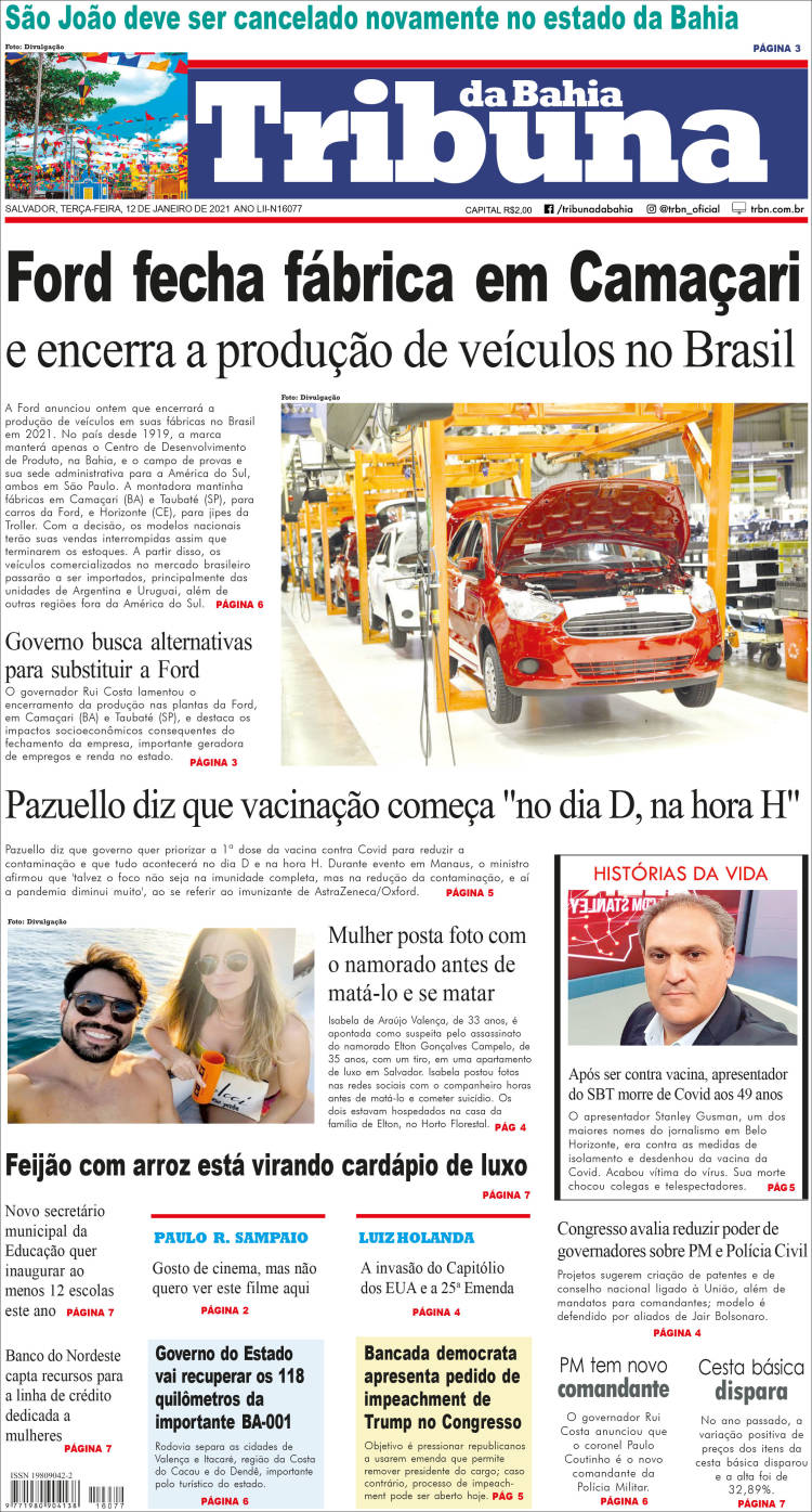 Portada de Tribuna da Bahia (Brasil)