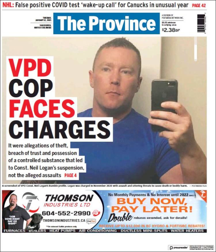 Portada de The Province (Canadá)