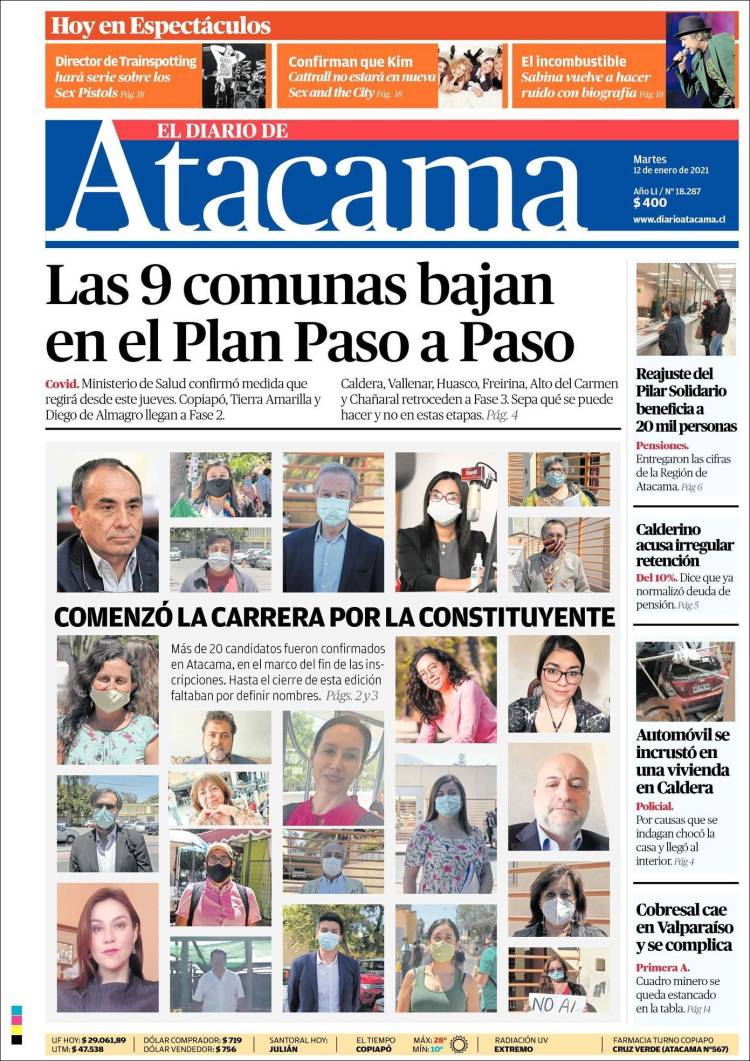 Portada de Diario de Atacama (Chile)