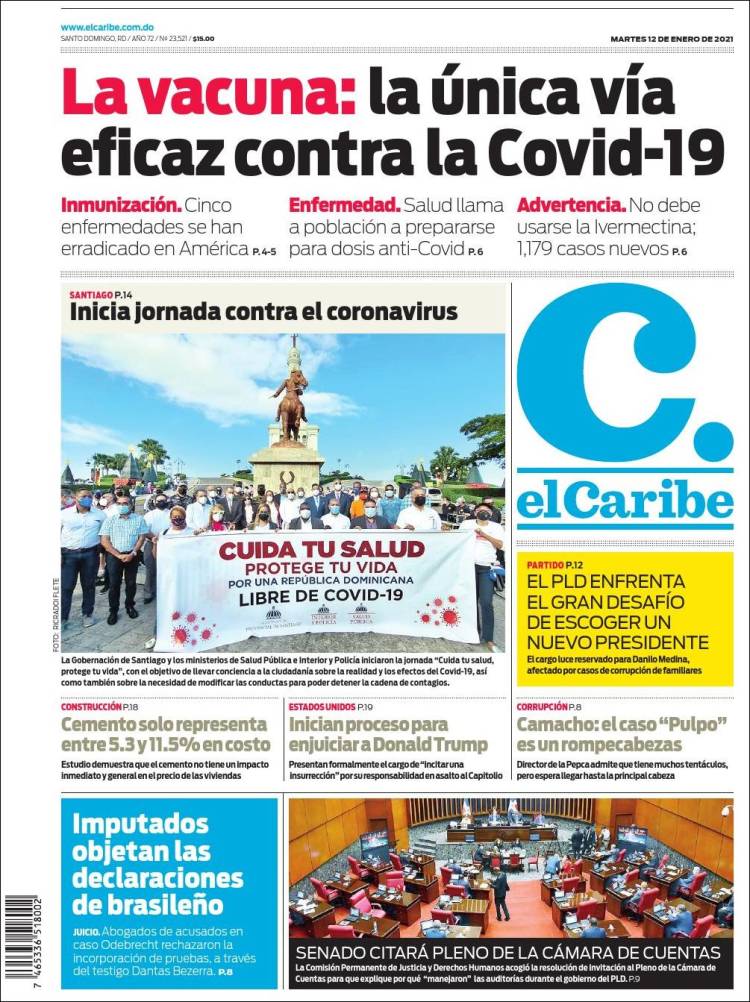 Portada de El Caribe (R. Dominicana)