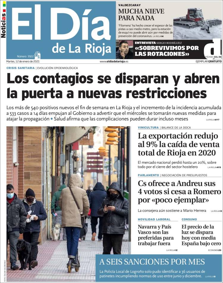 Portada de El Día de La Rioja (España)