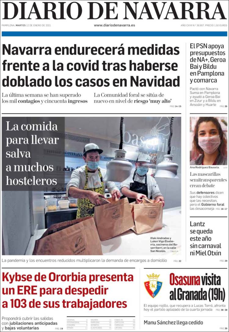 Portada de Diario de Navarra (España)