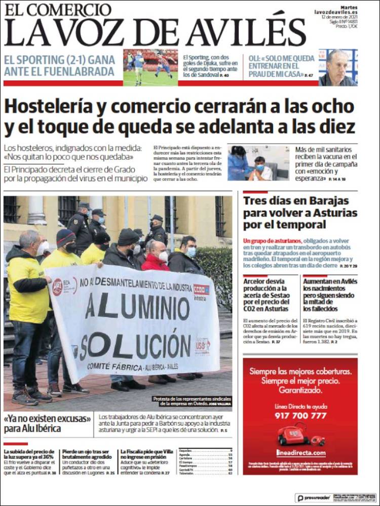 Portada de El Comercio - Avilés (España)