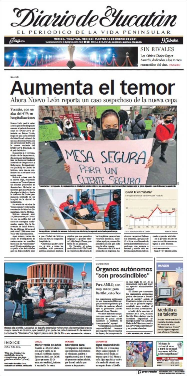 Portada de Diario de Yucatán (Mexique)