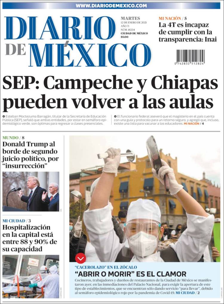 Periódico Diario de México (México). Periódicos de México. Toda la prensa  de hoy. 