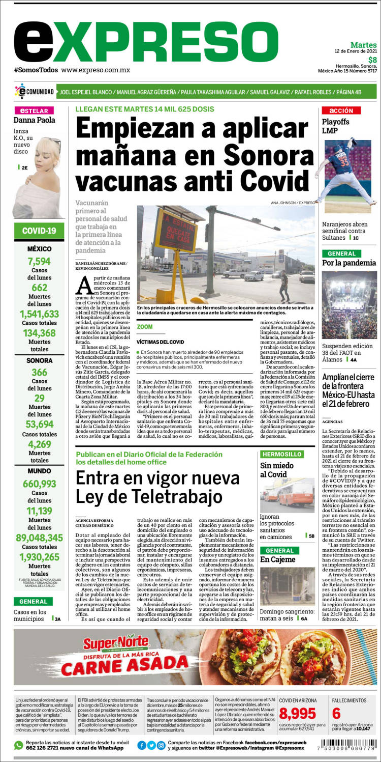 Portada de Expreso (Mexique)