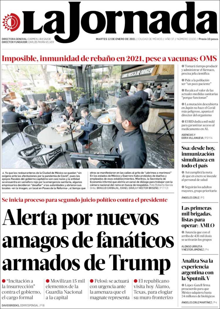 Portada de La Jornada (Mexique)