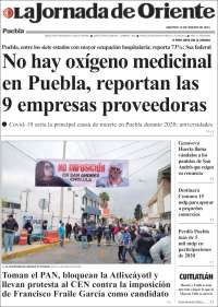 Portada de La Jornada de Oriente - Puebla (México)