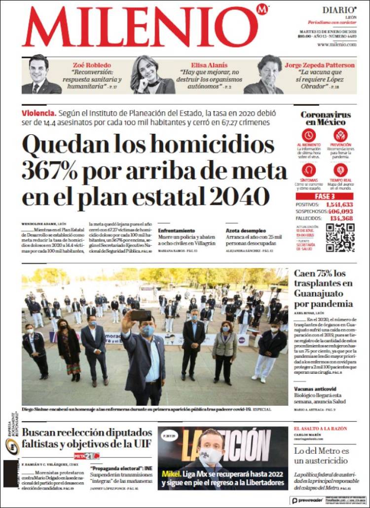 Portada de Milenio de León (Mexique)