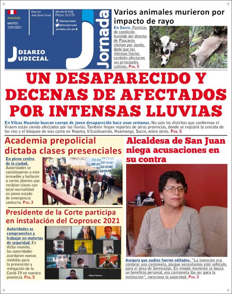 Portada de Diario Jornada (Perú)