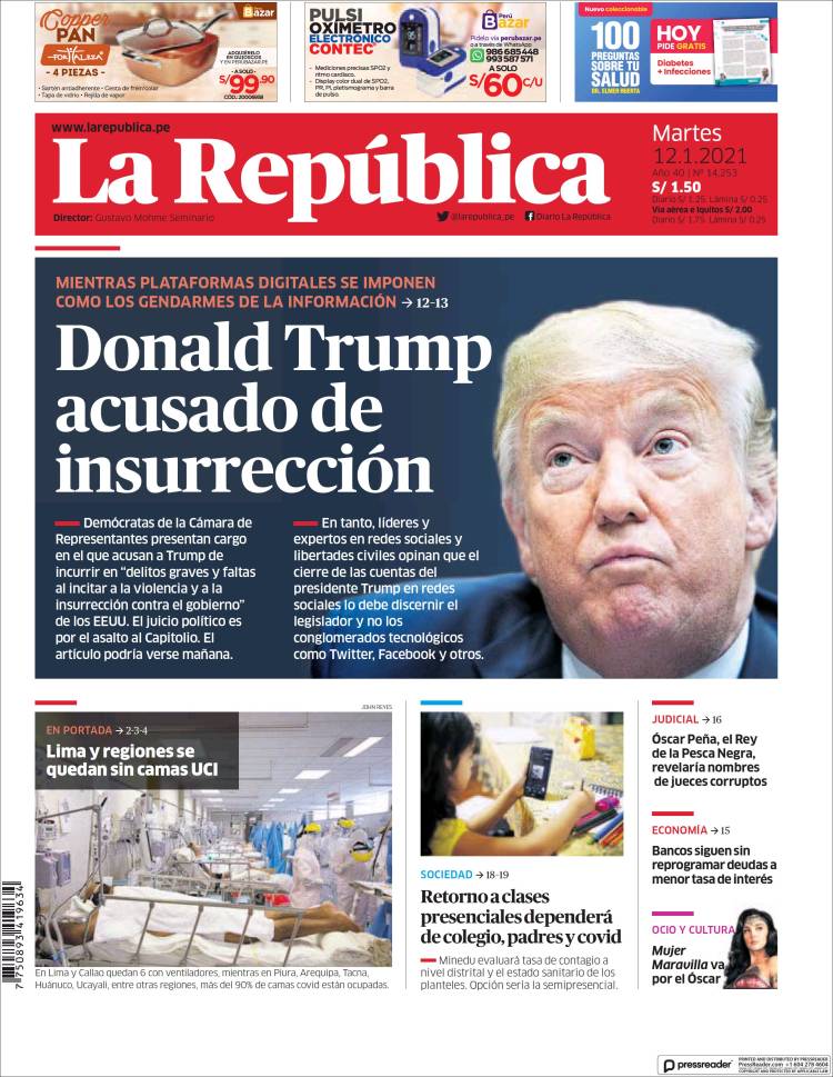 Portada de La Republica (Peru)