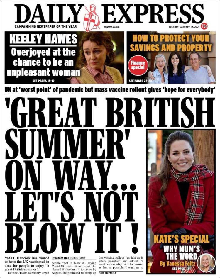 Portada de Daily Express (Reino Unido)