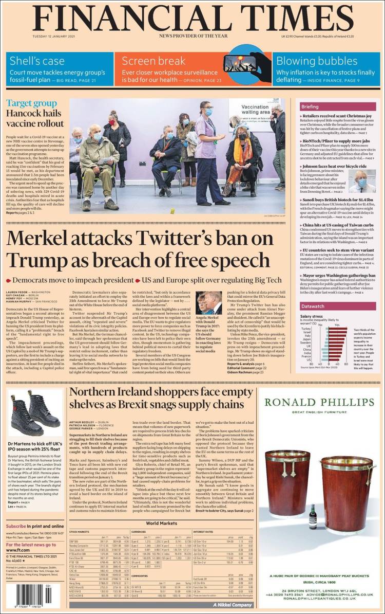 Portada de Financial Times (Reino Unido)