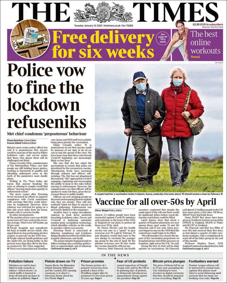 Portada de The Times (Reino Unido)