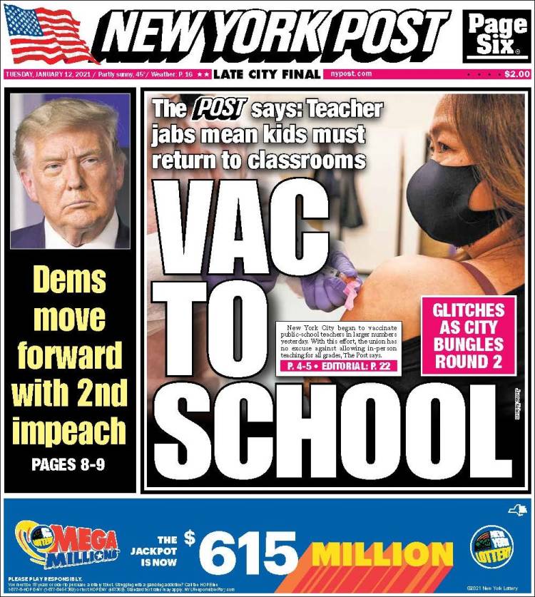 Portada de New York Post (États-Unis)