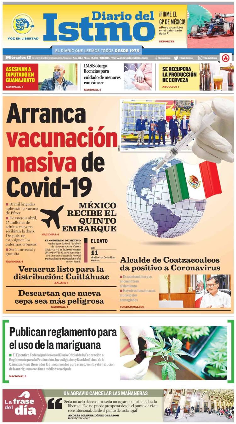 Portada de Diario del Istmo - Voz en Libertad (México)