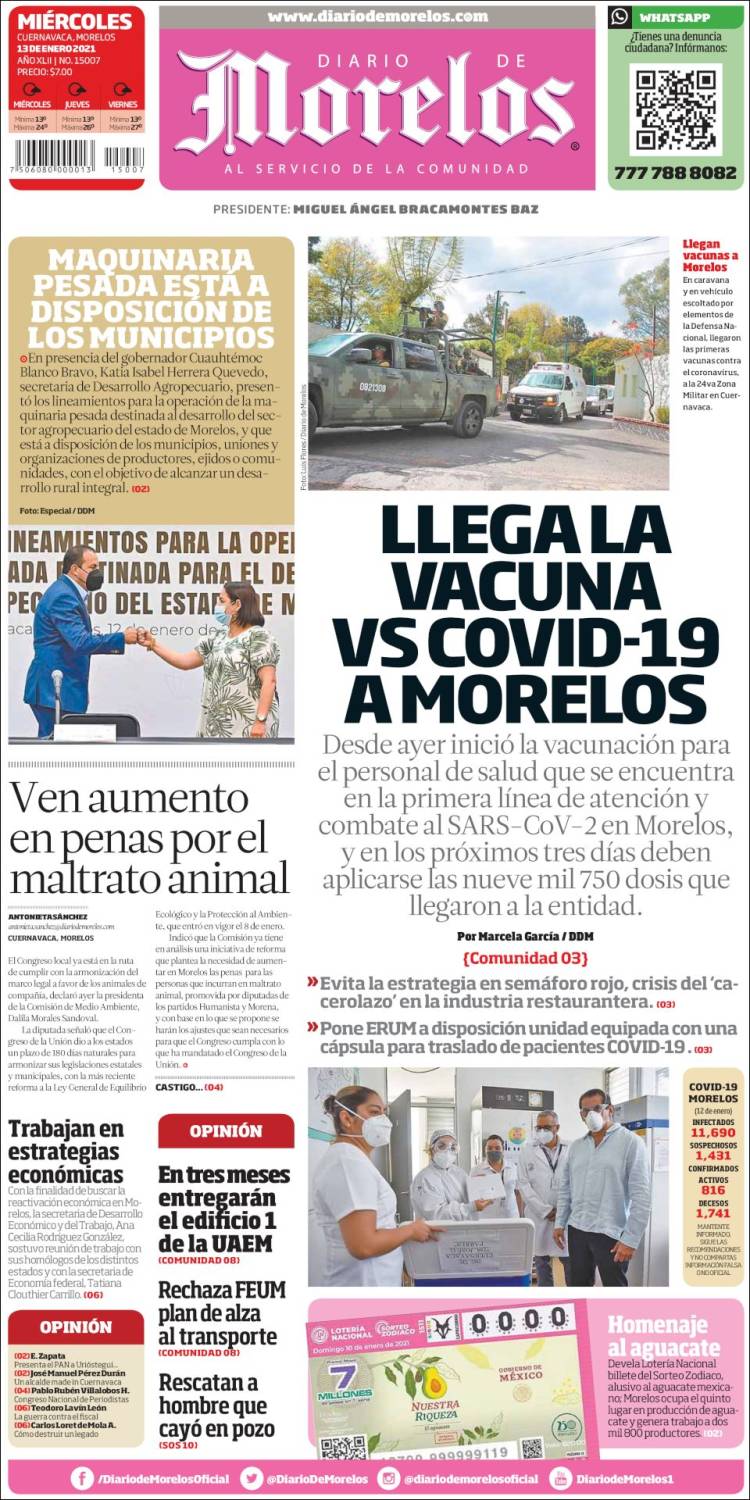 Portada de Diario de Morelos (México)