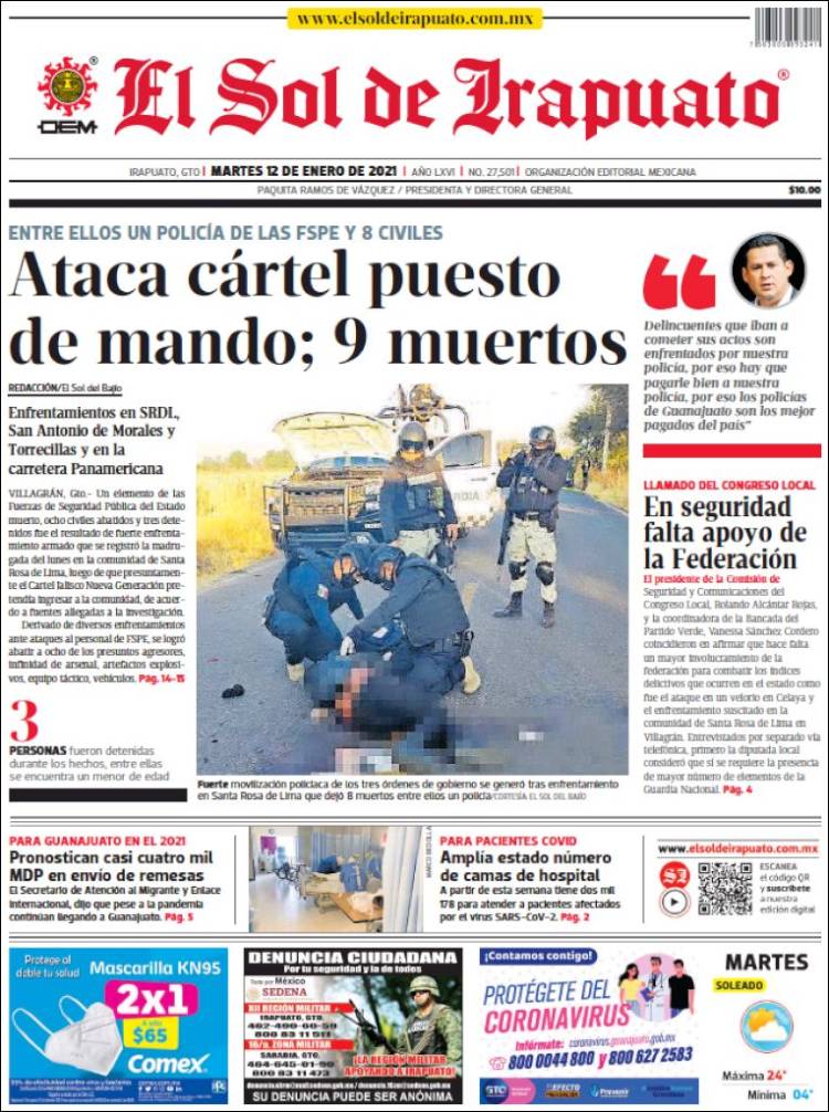 Portada de El Sol de Irapuato (México)