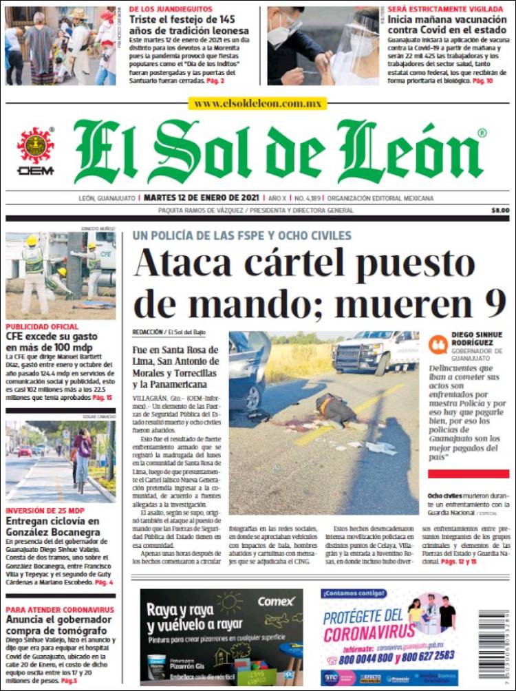 Portada de El Sol de León (México)