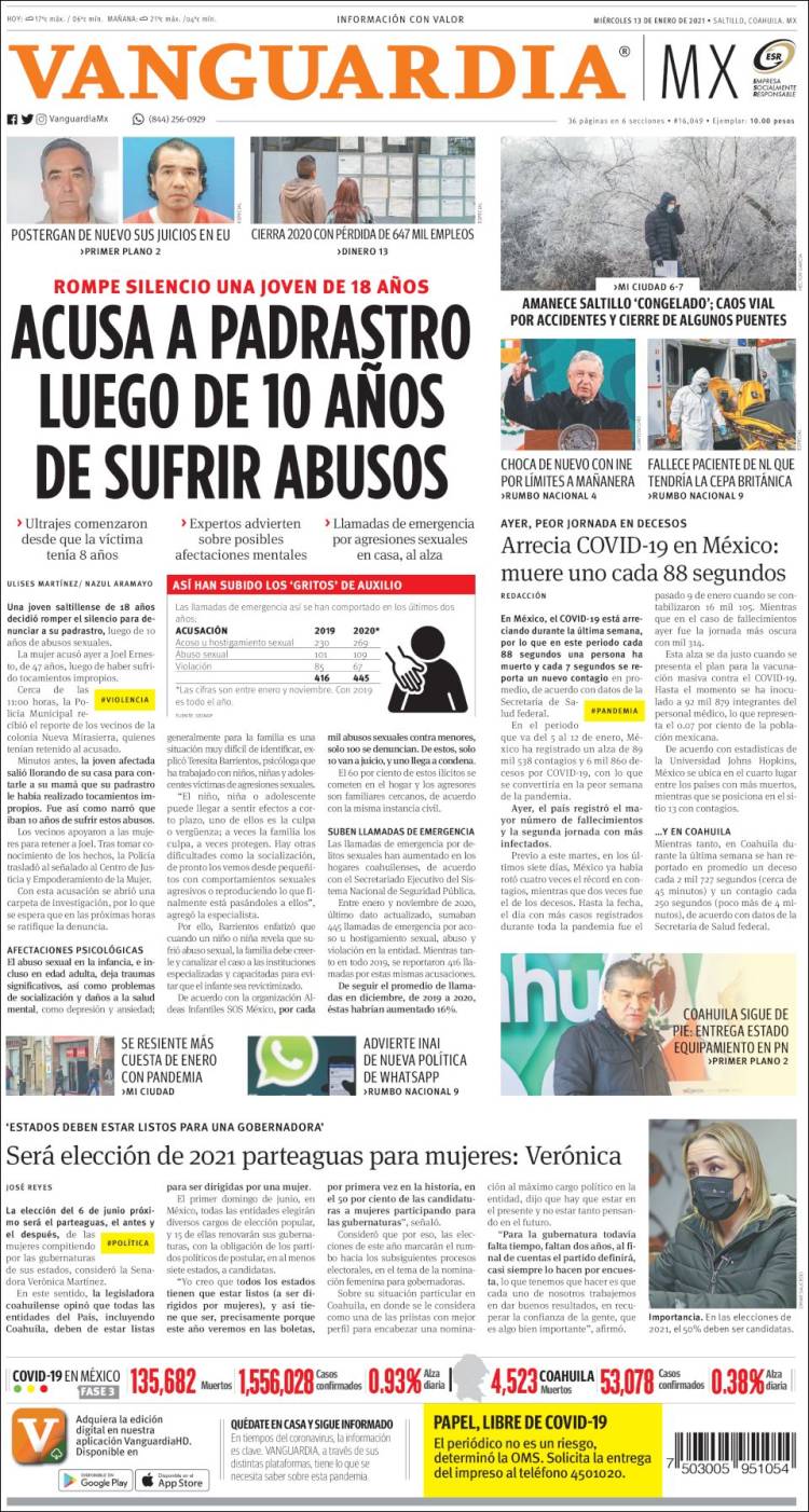 Portada de Vanguardia (México)