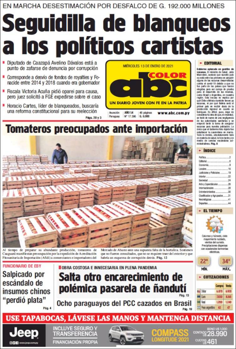 Portada de ABC Color (Paraguay)