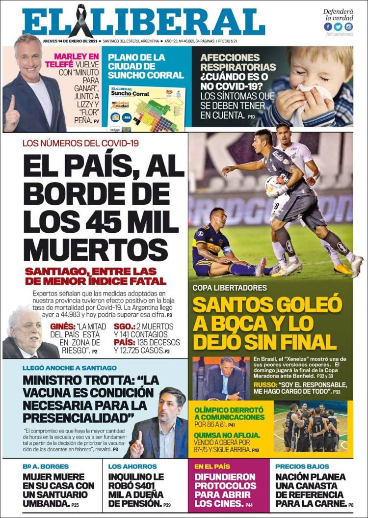 Portada de Diario El Liberal (Argentina)
