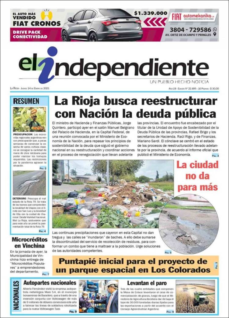 Portada de El Independiente (Argentina)