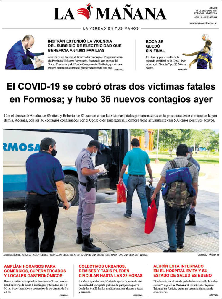 Portada de Diario La Mañana (Argentina)