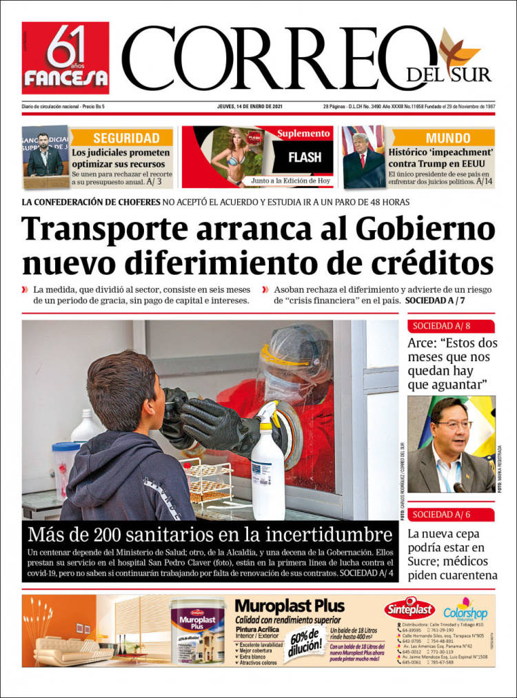 Portada de Correo Sur (Bolivia)