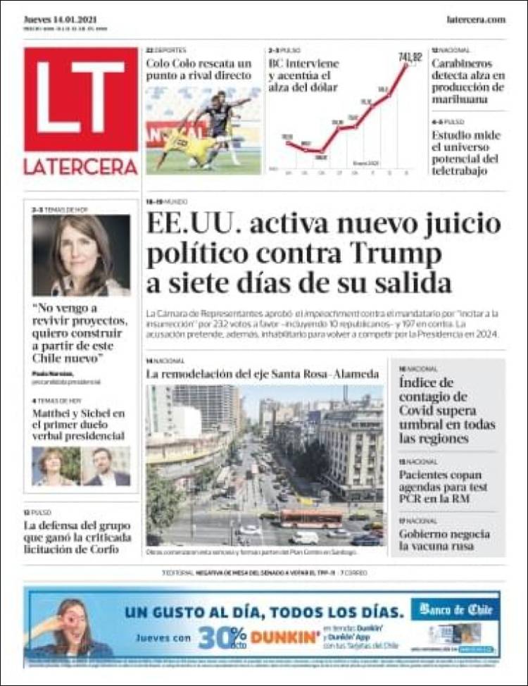 Portada de La Tercera (Chile)