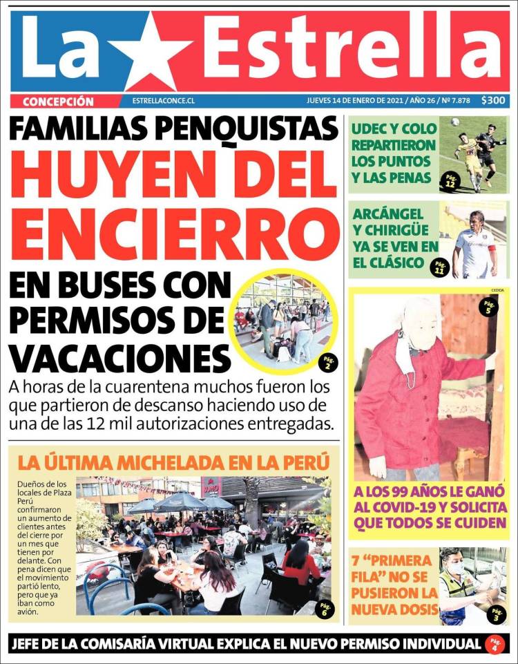 Portada de La Estrella de Concepción (Chile)